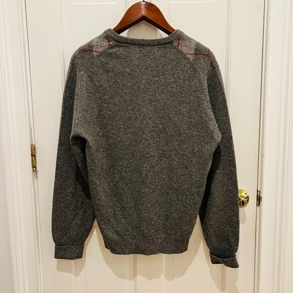 Vintage Men's Size Large Gray Lambswool Wool Angora Argyle V-Neck Pullover - Picture 2 of 3